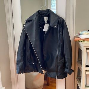 H &M oversized vegan leather jacket